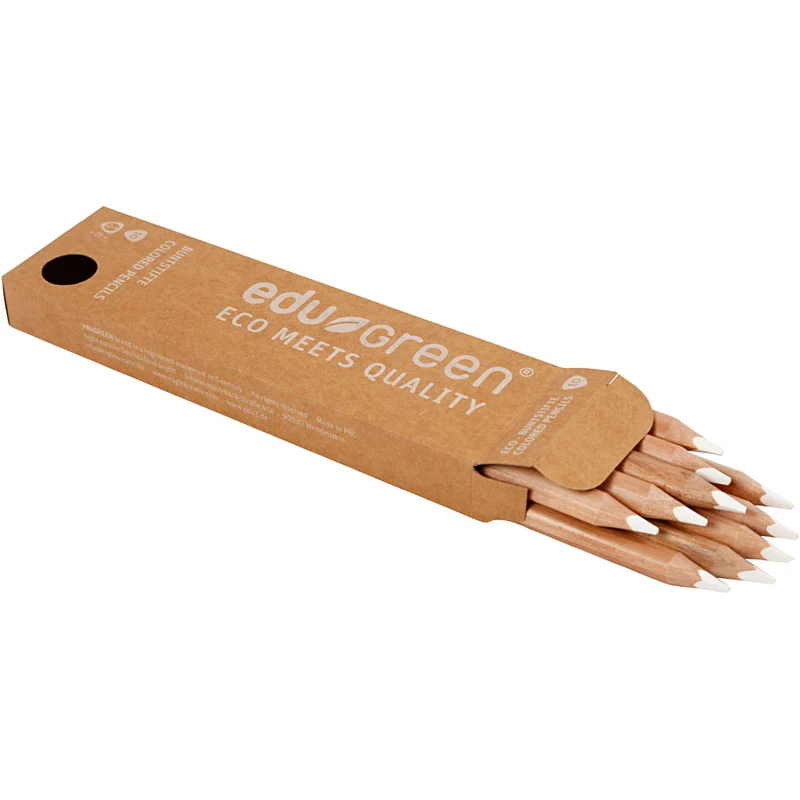 edu Green Jumbo-Buntstifte, Mine 5 mm, Weiß, 10 Stk/ 1 Pck [HOB-408201]