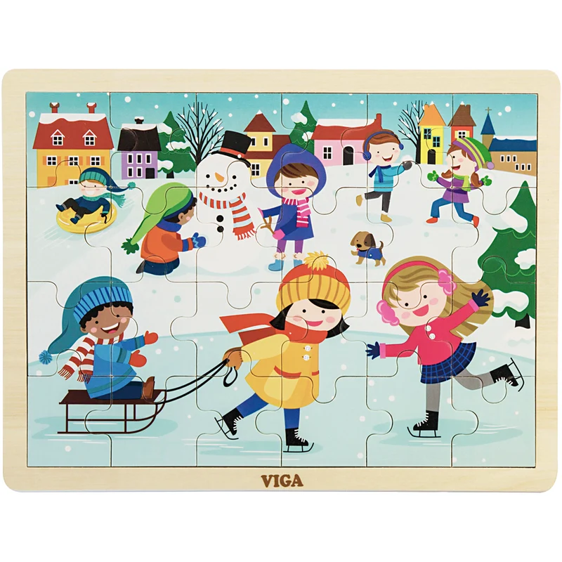 VIGA Holzpuzzle Jahreszeiten, Winter, Größe 30x22,5 cm, 24 Stücke, 1 Stk [HOB-901168]