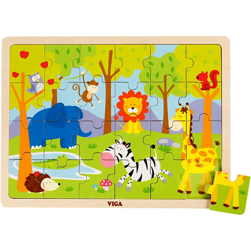 VIGA Holzpuzzle, Safari-Tiere, Größe 30x22,5 cm, 24 Stücke, 1 Stk [HOB-901166]