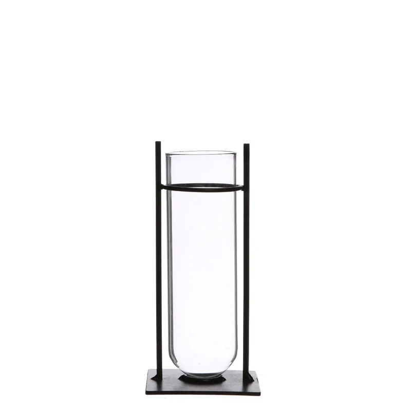 Zylindervasen in Metallhalterung | H: 17.5cm (4 Stück) [IFS-29234]