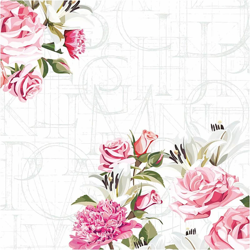 Servietten, Rosen, Größe 33x33 cm, 20 Stk/ 1 Pck [HOB-234732]