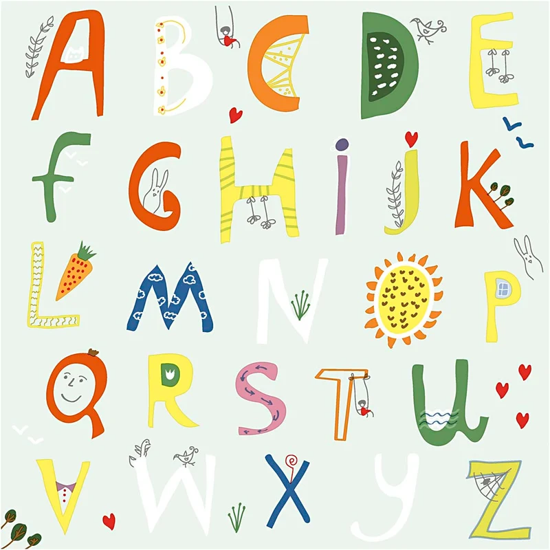 Servietten, Buntes Alphabet, Größe 33x33 cm, 20 Stk/ 1 Pck [HOB-234722]
