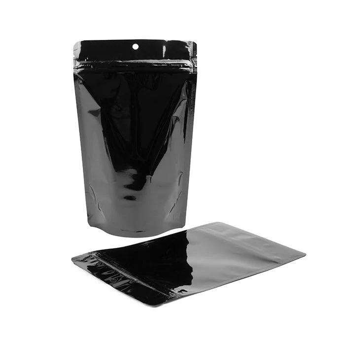 Standbodenbeutel Schwarz 13x7.9x20.6cm mit Aufhängeloch 113 Gramm (100 Stück) [ZBGM3BH]
