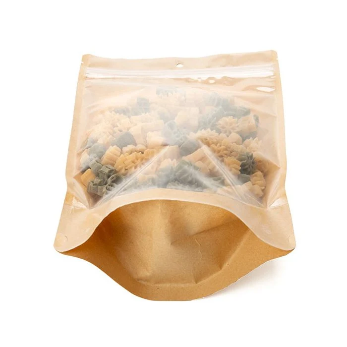 Standbodenbeutel Transparent/Kraft 17.1x8.9x28.6cm mit Aufhängeloch (100 Stück) [ZBGKC4H]