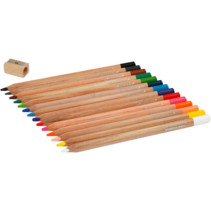 edu Green Jumbo-Buntstifte, Mine 5 mm, Sortierte Farben, 12 Stk/ 1 Pck [HOB-408114]