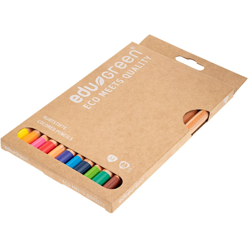 edu Green Jumbo-Buntstifte, Dicke 10 mm, Mine 5 mm, Sortierte Farben, 12 Stk/ 1 Pck [HOB-408112]
