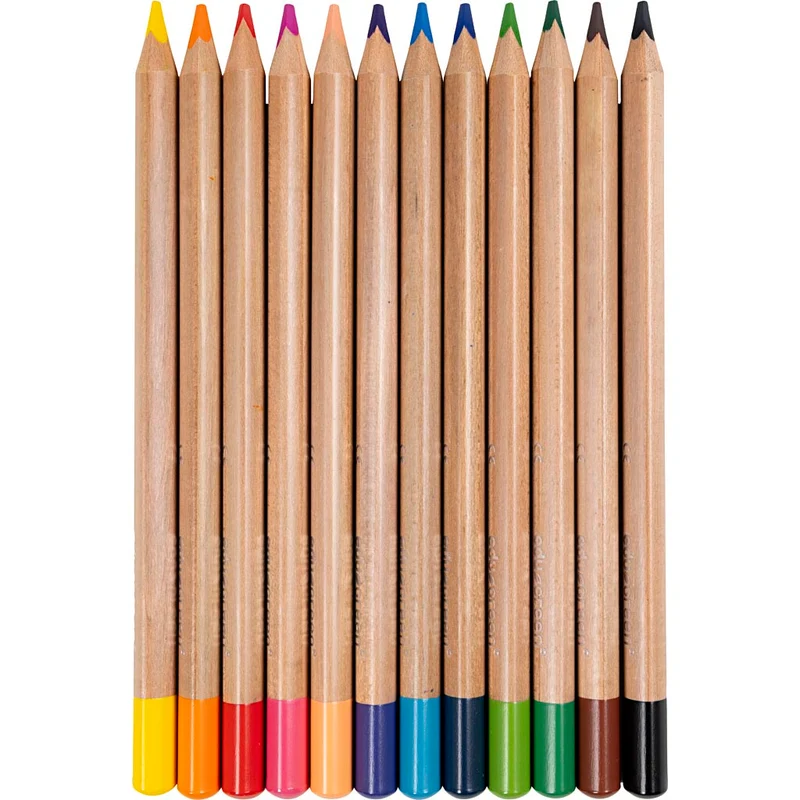 edu Green Jumbo-Buntstifte, Dicke 10 mm, Mine 5 mm, Sortierte Farben, 12 Stk/ 1 Pck [HOB-408112]