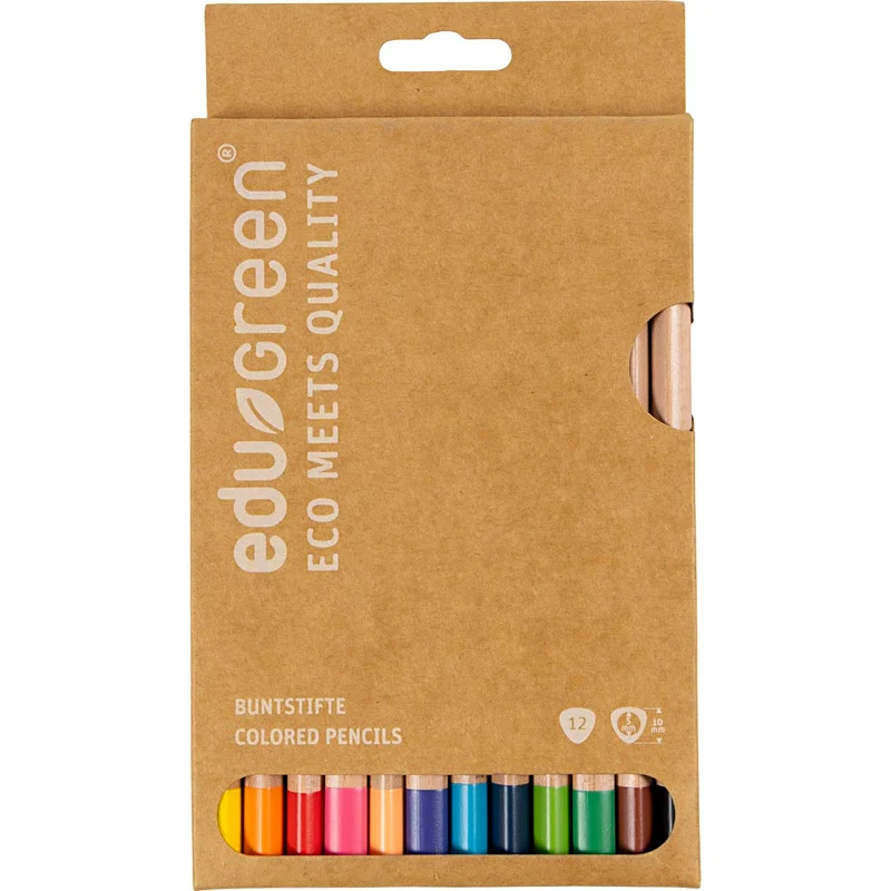 edu Green Jumbo-Buntstifte, Dicke 10 mm, Mine 5 mm, Sortierte Farben, 12 Stk/ 1 Pck [HOB-408112]