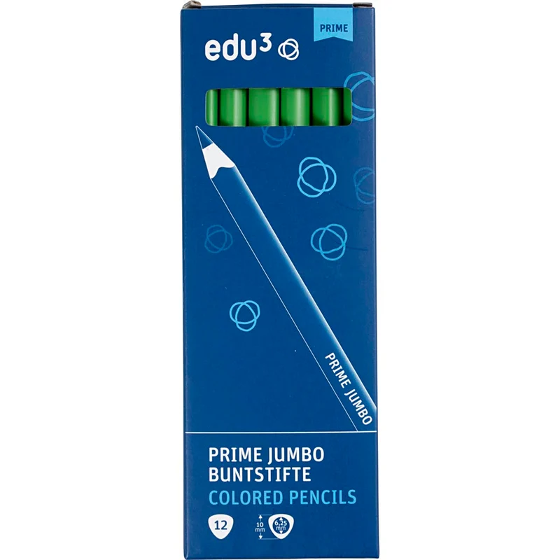 edu3 Jumbo-Buntstifte, Dicke 10 mm, Mine 6,25 mm, Hellgrün, 12 Stk/ 1 Pck [HOB-408062]