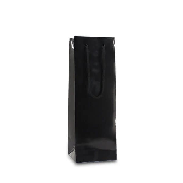 Weintragetaschen 12+10x35cm Schwarz (100 Stück) [FP-DPK044]