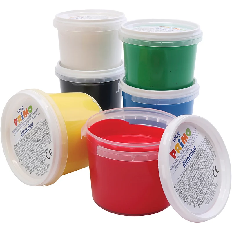 PRIMO Fingerfarbe, Sortierte Farben, 6x100 ml/ 1 Pck [HOB-630182]