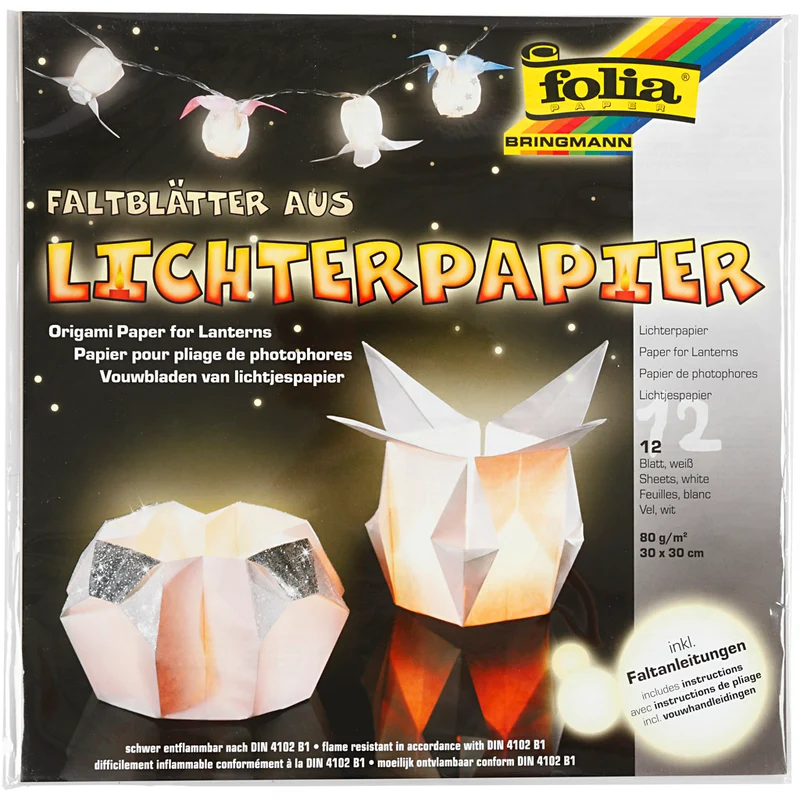 Leichtes, helles Papier, Blatt 30x30 cm, 80 g, Weiß, 12 Bl./ 1 Pck [HOB-536151]