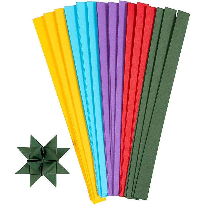 Papierstreifen für Sterne, L 45 cm, D 6,5 cm, B 15 mm, Sortierte Farben, 500 Stk/ 1 Pck [HOB-529099]