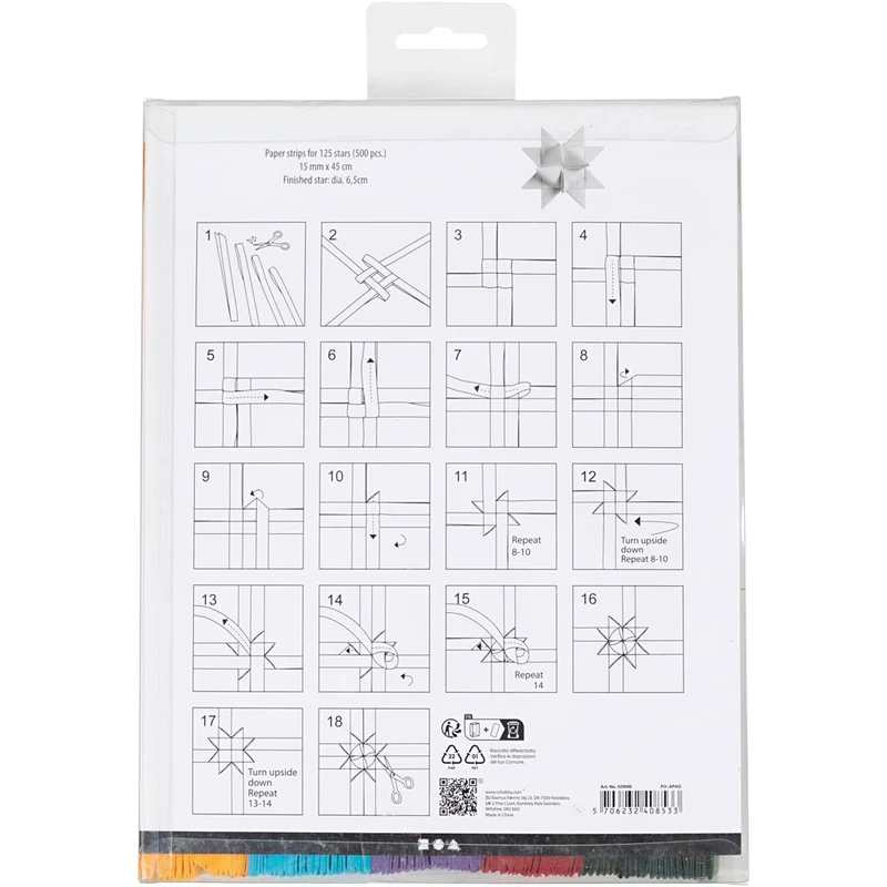 Papierstreifen für Sterne, L 45 cm, D 6,5 cm, B 15 mm, Sortierte Farben, 500 Stk/ 1 Pck [HOB-529099]