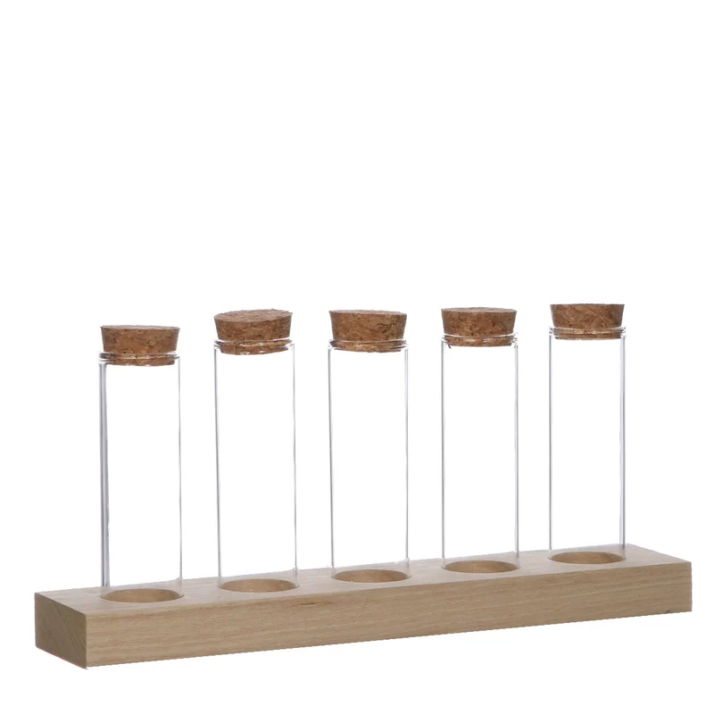 Glasröhre Ø3cm auf Holzbrett (6 Stück) [IFS-29147]