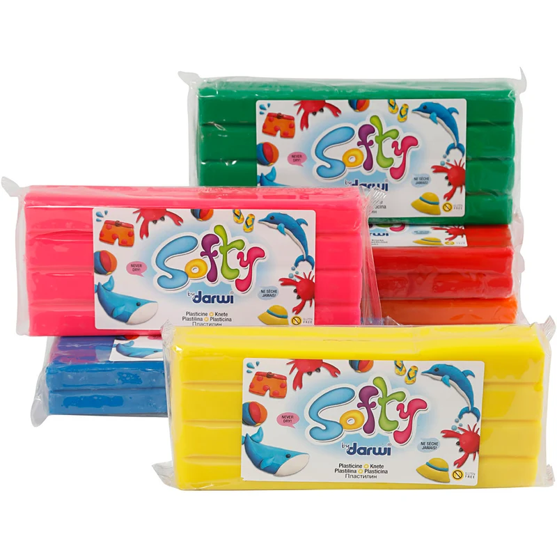 Weiche Knetmasse, Sortierte Farben, 6x500 g/ 1 Pck [HOB-680495]