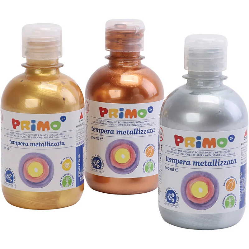 Temperafarbe Metallic, Sortierte Farben, 3x300 ml/ 1 Pck [HOB-629895]