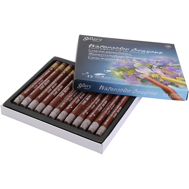 Gallery Aquarell-Kreide, Dunkelbraun, 12 Stk/ 1 Pck [HOB-427376]