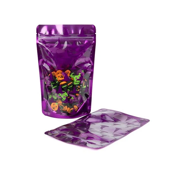 Standbodenbeutel Lila mit Hexenhüte-Druck 13x7.9x20.6cm (25 Stück) [ZBGW3HA]
