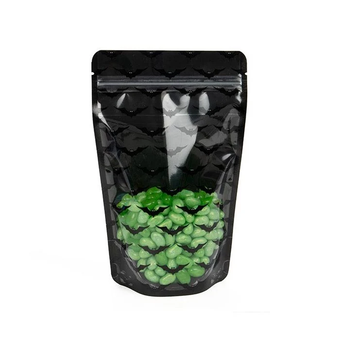 Standbodenbeutel Schwarz mit Fledermäuse-Druck 13x7.9x20.6cm (25 Stück) [ZBGW3B]