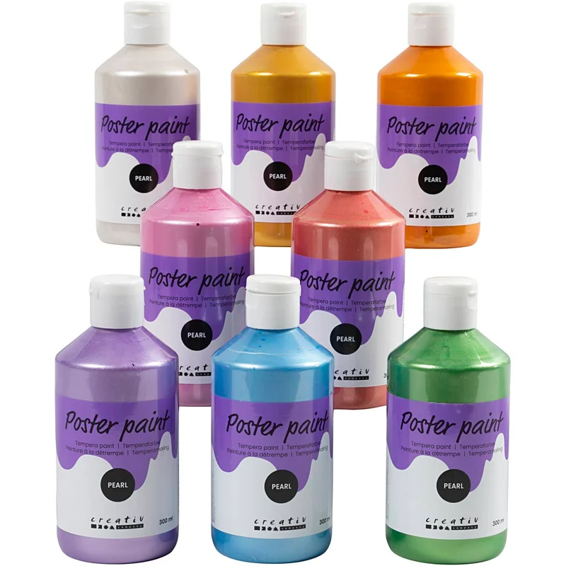 Temperafarbe Perlglanz, Sortierte Farben, 8x300 ml/ 1 Pck [HOB-629796]