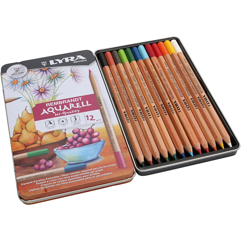 Lyra Rembrandt Aquarell-Farbstifte im Kasten, Sortierte Farben, 12 Stk/ 1 Pck [HOB-403012]