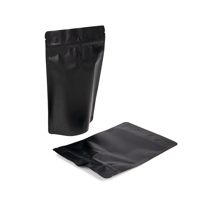 Standbodenbeutel Schwarz 14.9x8.9x23.2cm mit Ventil (100 Stück) [ZBGM7MBV]