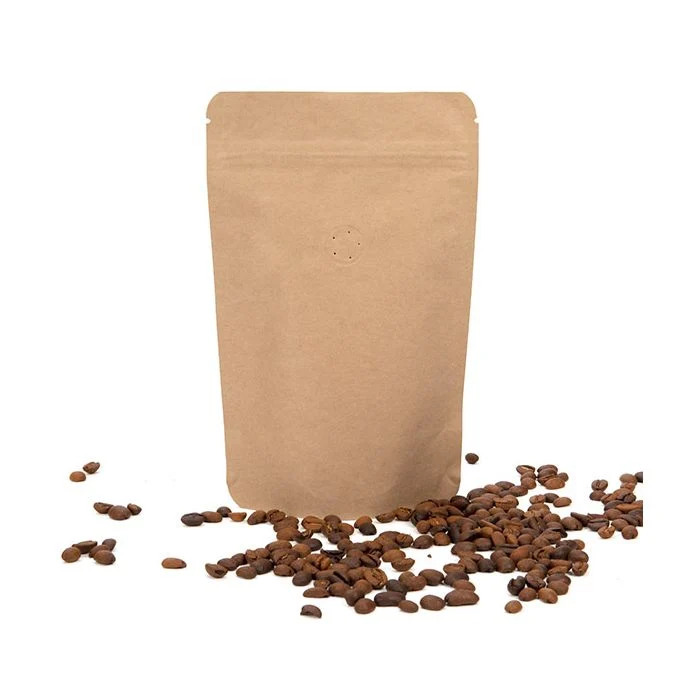 Standbodenbeutel Kraft 14.9x8.9x23.2cm 225 Gramm mit Ventil (100 Stück) [ZBGM7K]