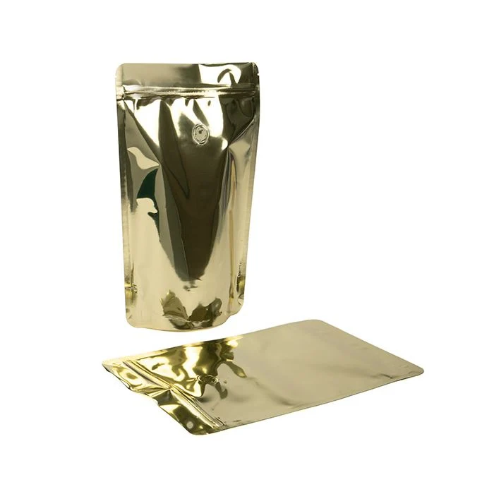 Standbodenbeutel Gold 17.1x8.9x28.6cm 340 Gramm mit Ventil (100 Stück) [ZBGM4SGV]