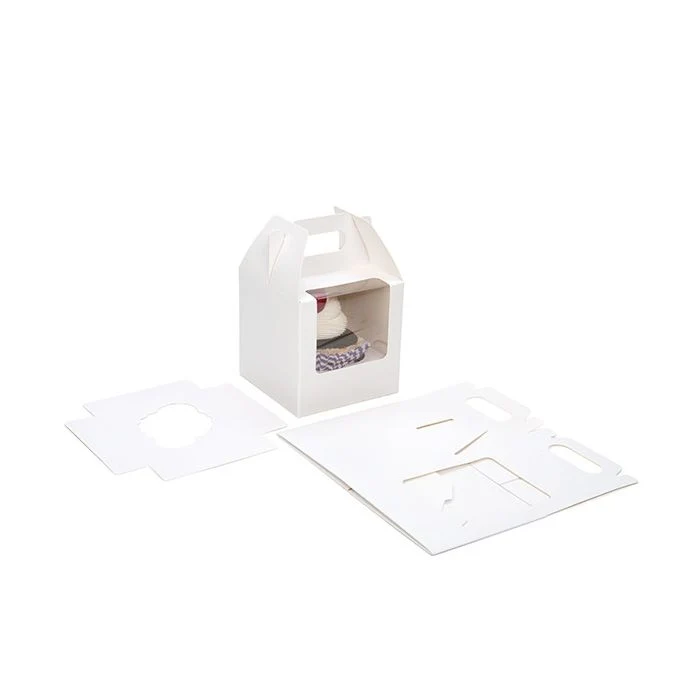 Cupcake-Boxen für 1 Cupcake 10.2x10.2x10.2cm Weiß mit Griffen (100 Stück) [CBS57W]