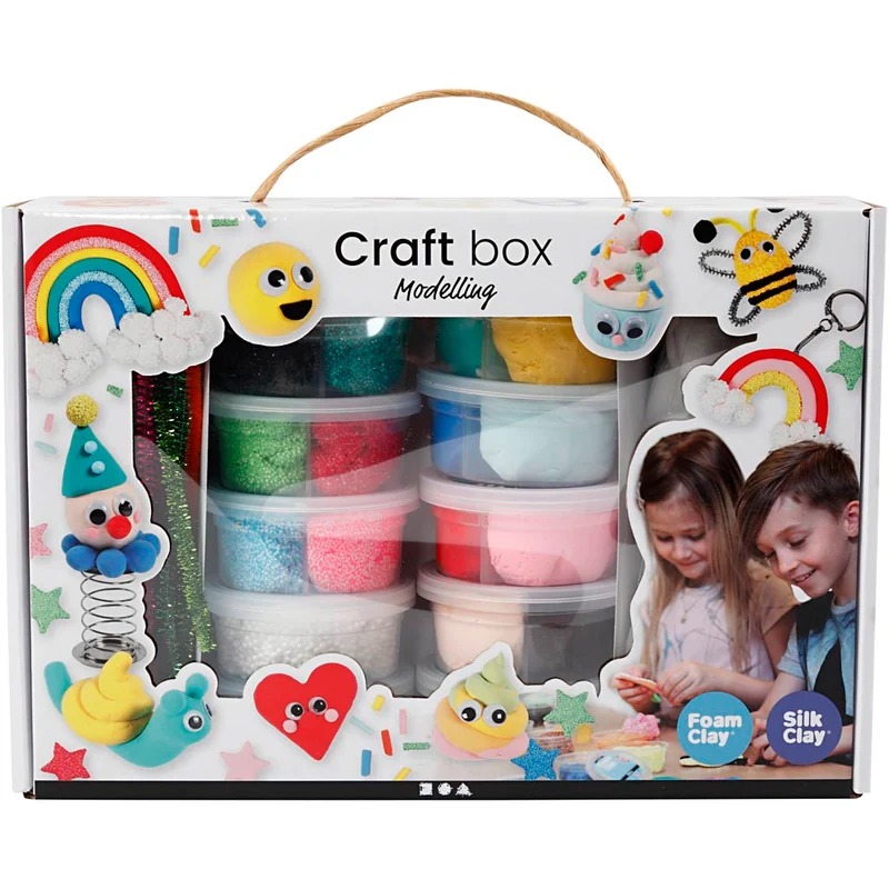 Geschenkbox mit Foam Clay® und Silk Clay®, Modellieren, Sortierte Farben, 1 Set [HOB-98120]