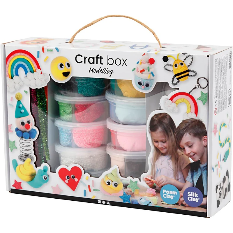 Geschenkbox mit Foam Clay® und Silk Clay®, Modellieren, Sortierte Farben, 1 Set [HOB-98120]