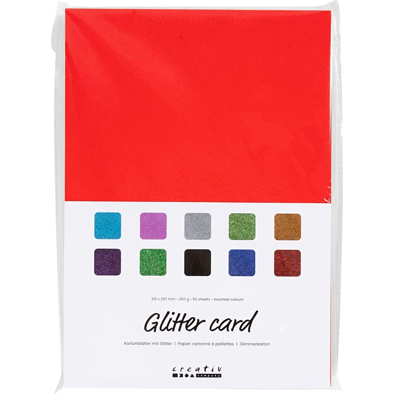 Kartonblätter mit Glitter, A4, 250 g, 50 Bl./ 1 Pck [HOB-230460]