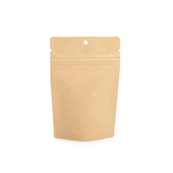 Standbodenbeutel Kraft 10.2x6x15.2cm mit Aufhängeloch | 57 Gramm (100 Stück) [ZBGSK2H]