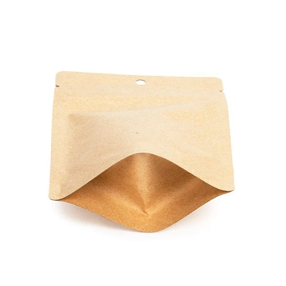 Standbodenbeutel Kraft 10.2x6x15.2cm mit Aufhängeloch | 57 Gramm (100 Stück) [ZBGSK2H]
