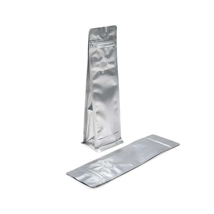 Kaffeebeutel mit Blockboden Silber 7.9x6x26cm (50 Stück) [BBC1S]
