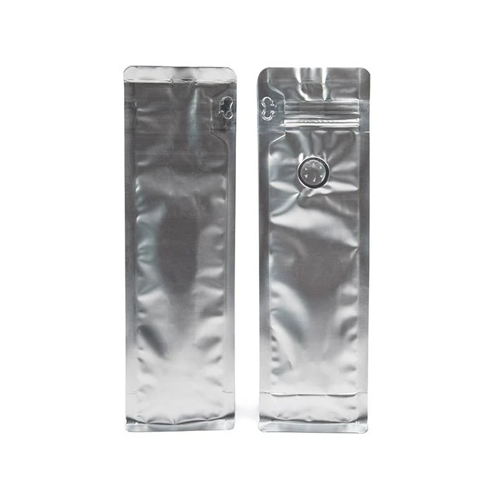 Kaffeebeutel mit Blockboden Silber 7.9x6x26cm (50 Stück) [BBC1S]
