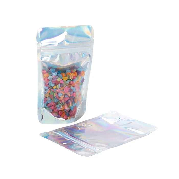 Standbodenbeutel Transparent/Irisierend 10.2x6x15.2cm mit Aufhängeloch 57 Gramm (25 Stück) [ZBGH2C]