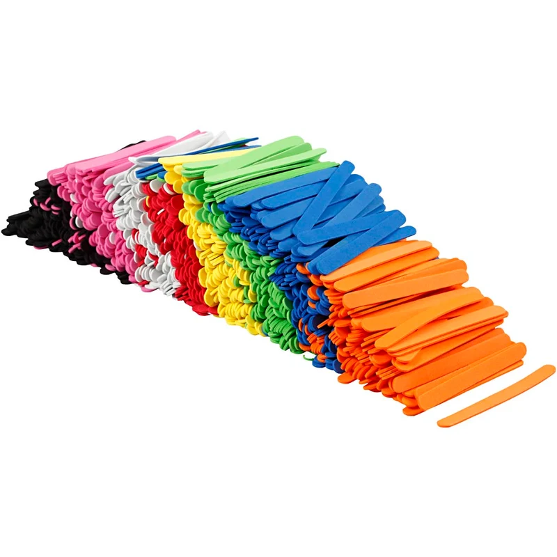 Moosgummi-Eisstiele, L 11,5 cm, B 1 cm, Dicke 2 mm, Sortierte Farben, 1000 Stk/ 1 Pck [HOB-79059]