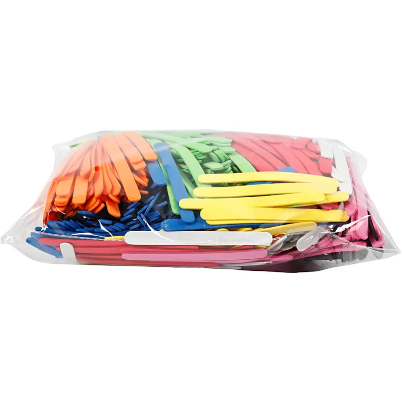 Moosgummi-Eisstiele, L 11,5 cm, B 1 cm, Dicke 2 mm, Sortierte Farben, 1000 Stk/ 1 Pck [HOB-79059]