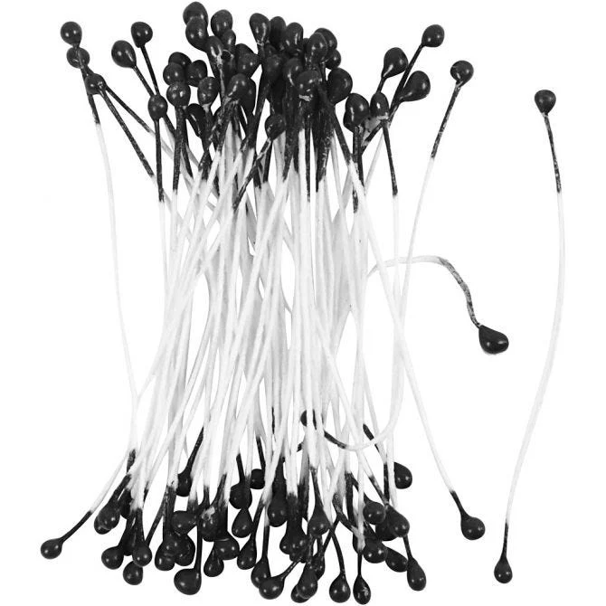 Blütenstaubblätter, L 6,4 cm, D 2 mm, Schwarz, 100 Stk/ 1 Pck [HOB-610354]