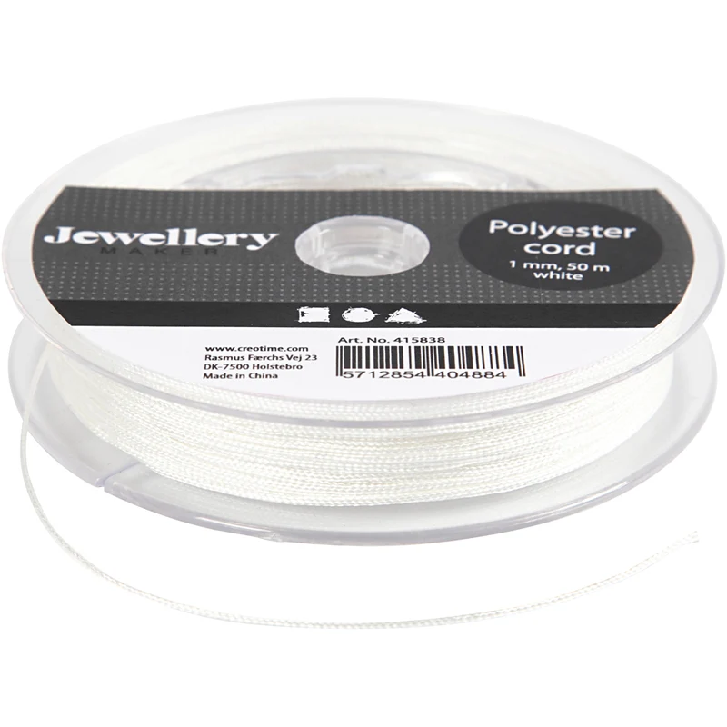 Polyesterschnur, Dicke 1 mm, Weiß, 50 m/ 1 Rolle [HOB-415838]