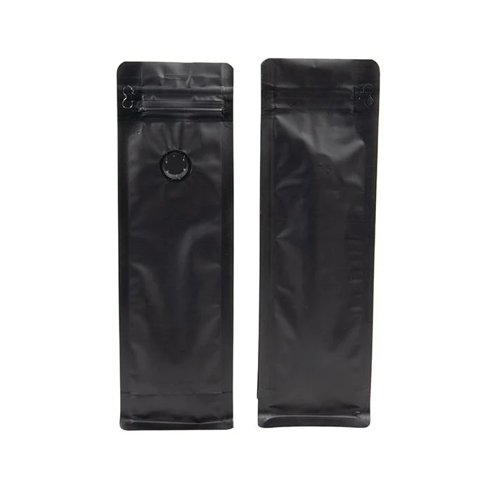 Kaffeebeutel mit Blockboden Mattschwarz 7.9x6x26cm (50 Stück) [BBC1MB]