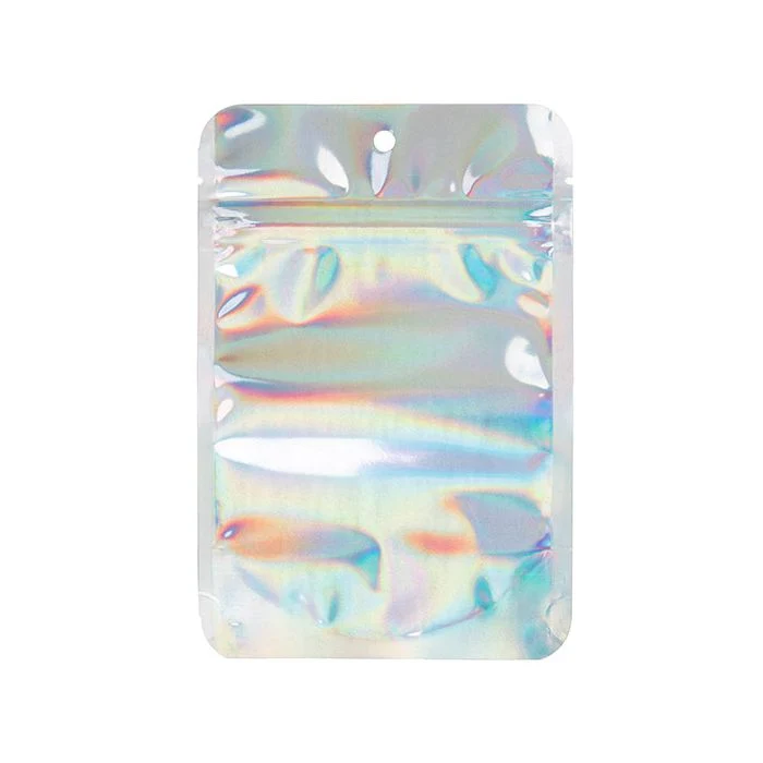 Standbodenbeutel Irisierend/Holographisch 10.2x6x15.2cm mit Aufhängeloch 57 Gramm (25 Stück) [ZBGH2]