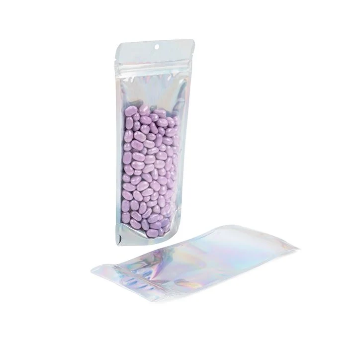 Standbodenbeutel Transparent/Irisierend 10.8x6x23.8cm mit Aufhängeloch (25 Stück) [ZBGH1NC]