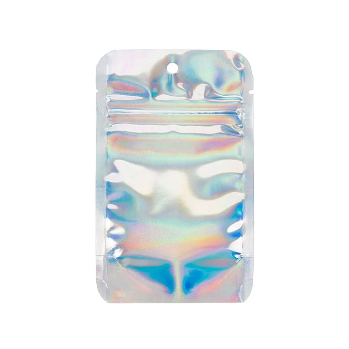 Standbodenbeutel Irisierend/Holographisch 7.9x5.1x13cm mit Aufhängeloch 28 Gramm (25 Stück) [ZBGH1]