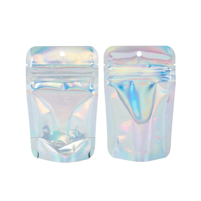 Standbodenbeutel Transparent/Irisierend 7.9x5.1x13cm mit Aufhängeloch 28 Gramm (25 Stück) [ZBGH1C]