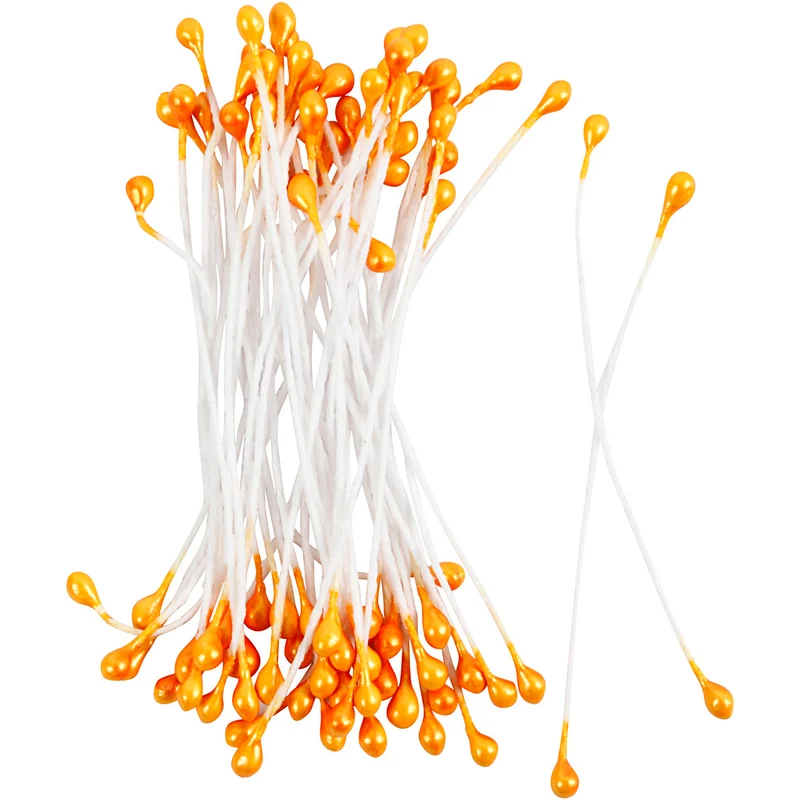 Blütenstaubblätter, L 6,4 cm, D 2 mm, Orange metallic, 100 Stk/ 1 Pck [HOB-610353]