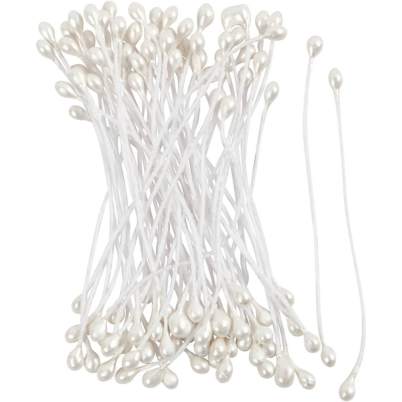 Blütenstaubblätter, L 6,4 cm, D 2 mm, Perlmuttweiß, 100 Stk/ 1 Pck [HOB-610352]