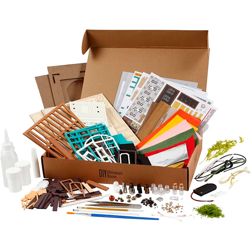 DIY-Miniatur-Zimmer, Kaffeestube, H 19 cm, L 22,6 cm, B 19,4 cm, 1 Stk [HOB-578921]
